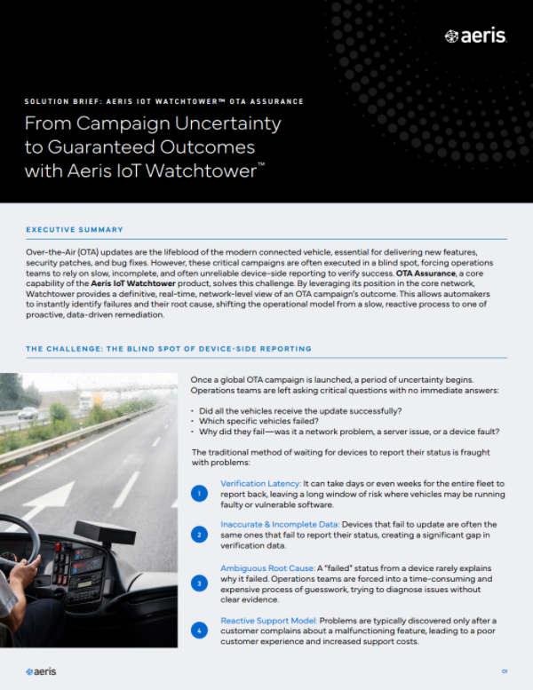 Solution Brief: Aeris IoT Watchtower OTA Assurance